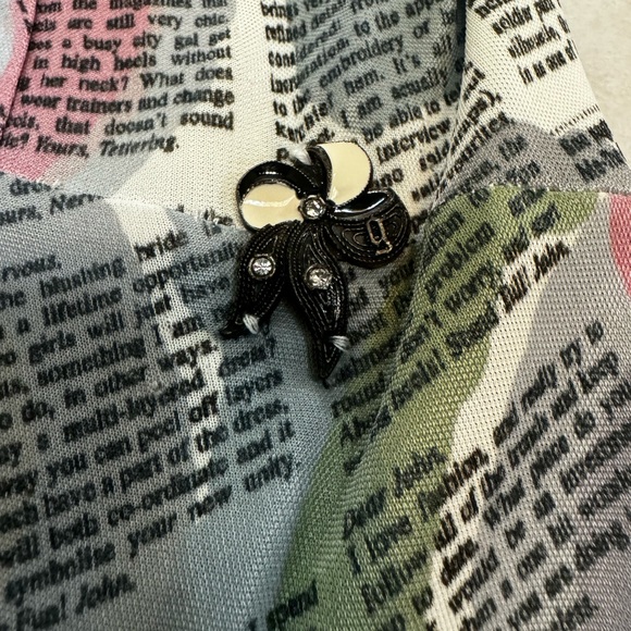 Galliano Vintage Pastel Newspaper Print Long Sleeve Dress - Picture 5 of 16